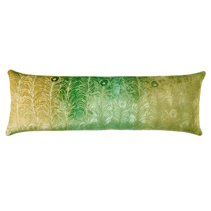 Lumbar Velvet Pillow Cover & Insert, Rectangle 14"H x 40"W, Scallion