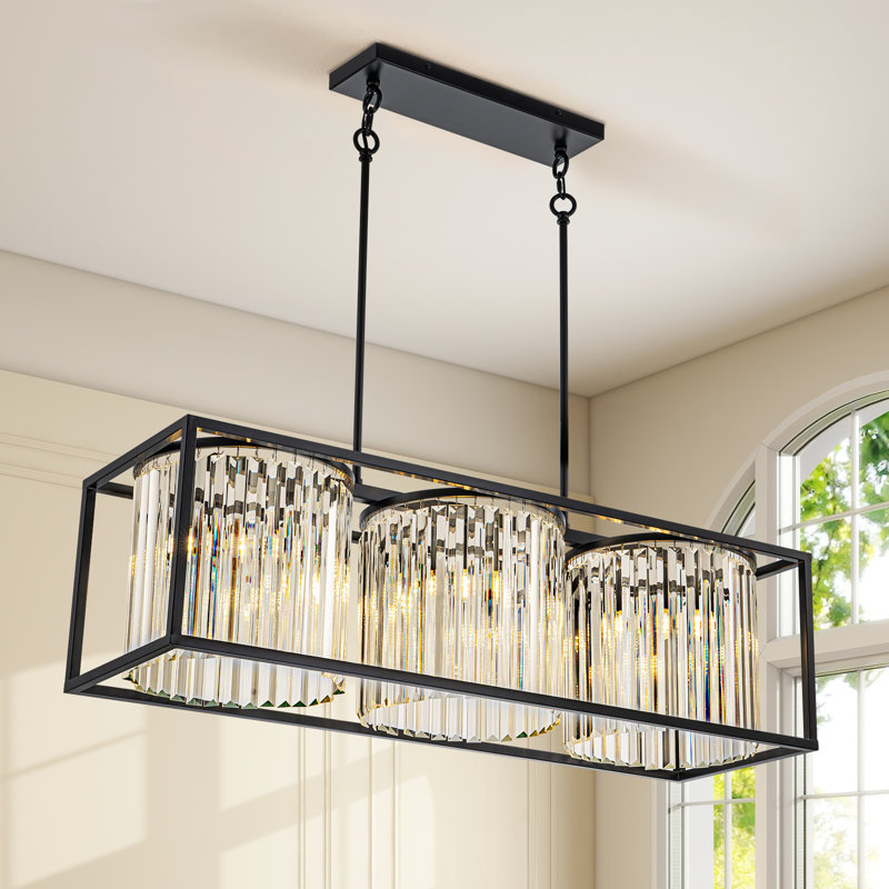 3-light Dimmable Rectangle Kitchen Island Pendant