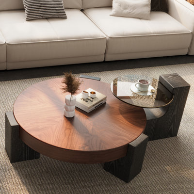 Discover The Beauty Of Rhuardhi's Modern Round Wood Coffee And Accent End Table: A Perfect Blend Of Function And Style