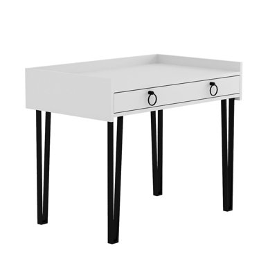 Roseann Chic Desk with Metal Legs - Compact Desk with Storage Drawer