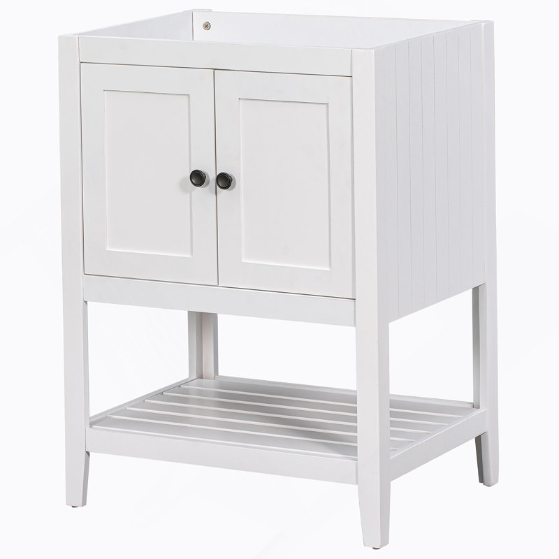 Base de meuble-lavabo, armoire de rangement avec portes et tablette ouverte