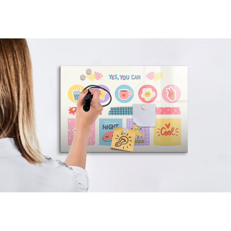 Magnetic Memo Board Whiteboard - 60 x 40 cm - Includes Marker and Magnets - School planner