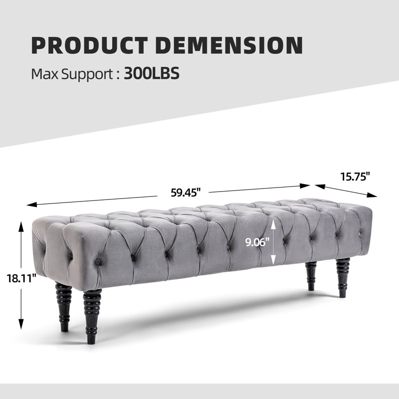 Jaketa Velvet Upholstered Bench