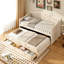 Lit de jour simple beige avec lit gigogne et rangement, lit capitonné, fonctionnel pour la chambre à coucher, structure, 2 tiroirs de rangement à assemblage rapide, chambre d'amis peu encombrante, fabrication en bois de pin-129957376