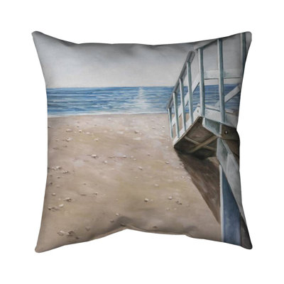Soft seaside landscape - 18"x18" Outdoors Throw pillow - Spun poly - Print on demand
