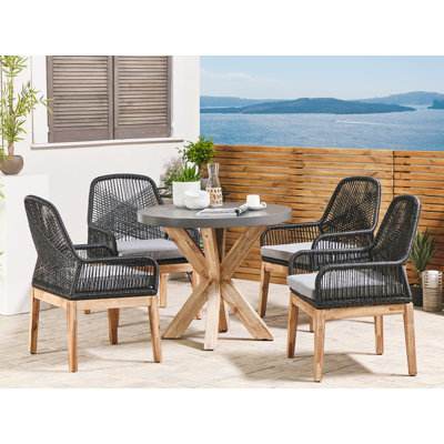 Mcrae 4 - Person Acacia Patio Dining Set with Round Table , Cushions Included