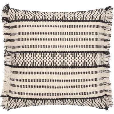 Joren Fringed Cotton Lumbar Throw Pillow