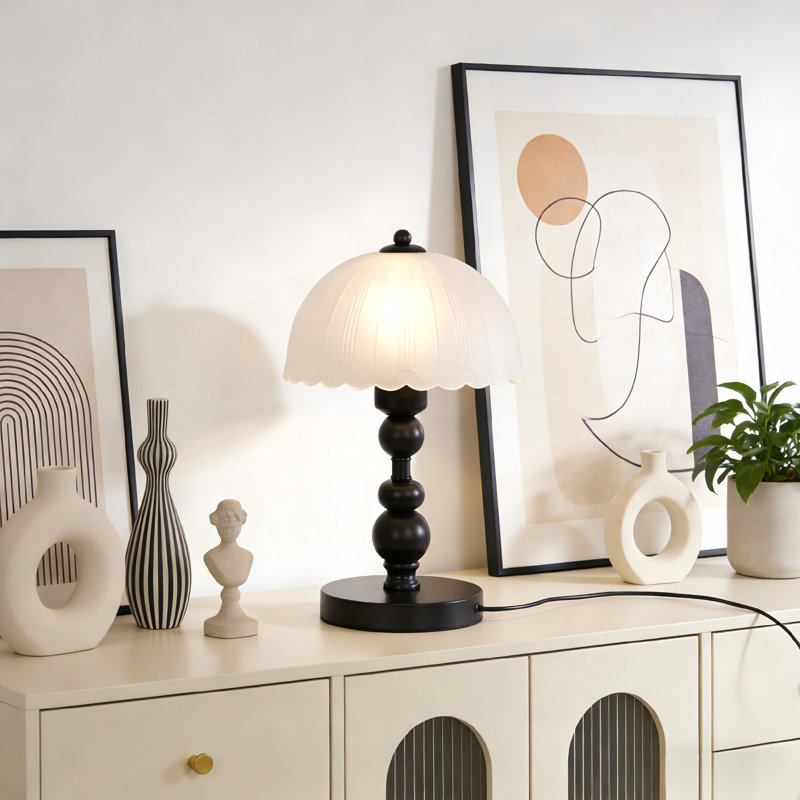 8" Vintage Table Lamp With Frosted Glass Dome Shade (Bulb Included)