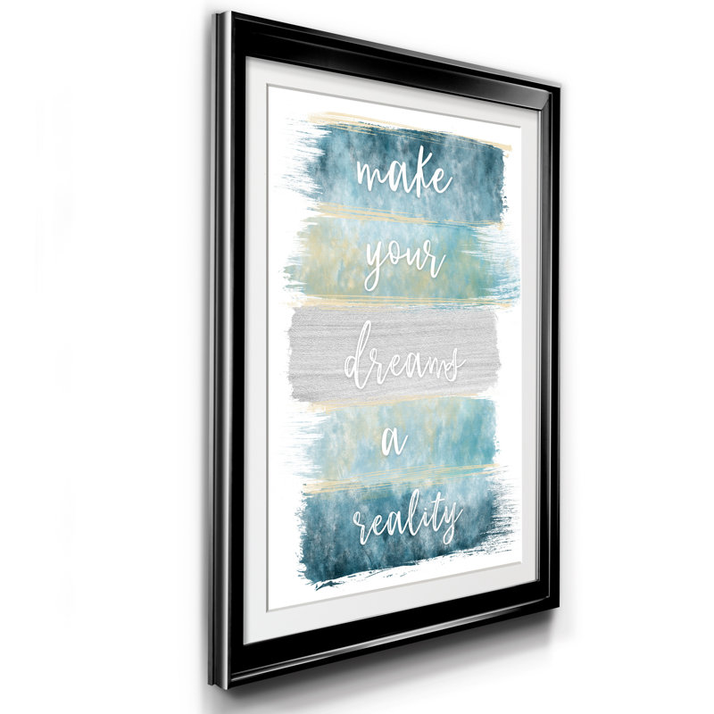 «Dreams Reality» - Cadre photo, impression d'art textuel sur papier, H 26,5 po x l 36,5 po x P 1,5 po, Noir