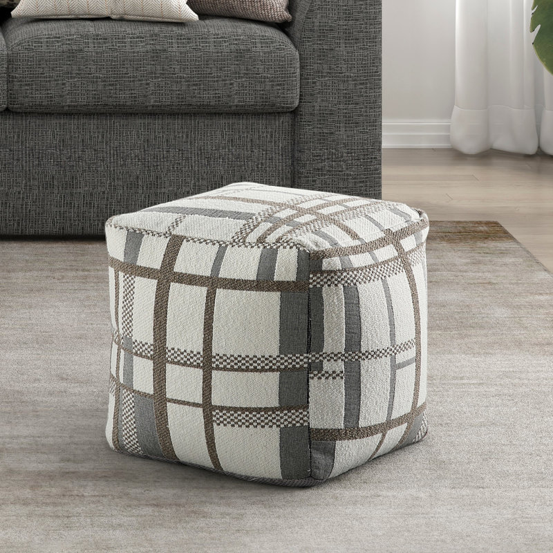 Pouf moderne antidérapant avec housse - capacité de poids de 300 lb, 16 po x 16 po x 16 po, repose-pieds en tissu multicolore