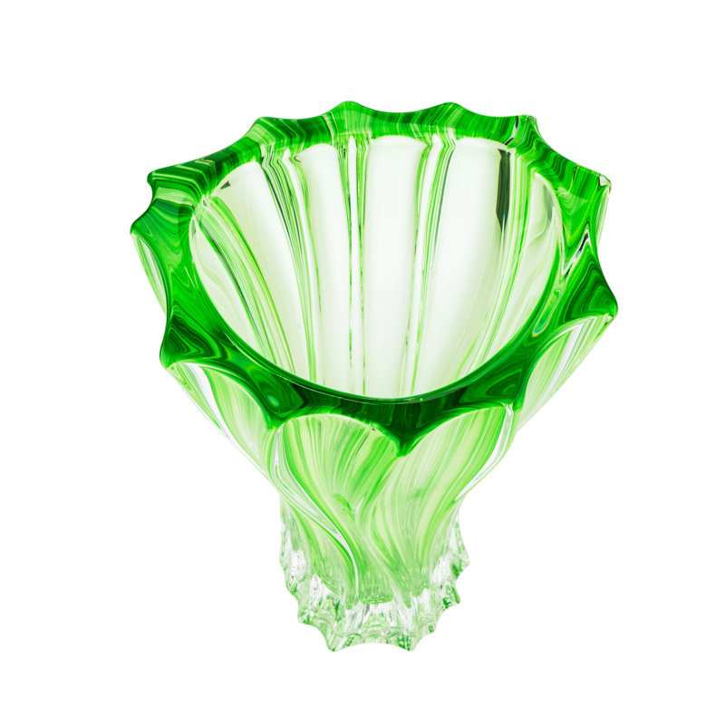 Avetta Handmade Crystal Table Vase, Green