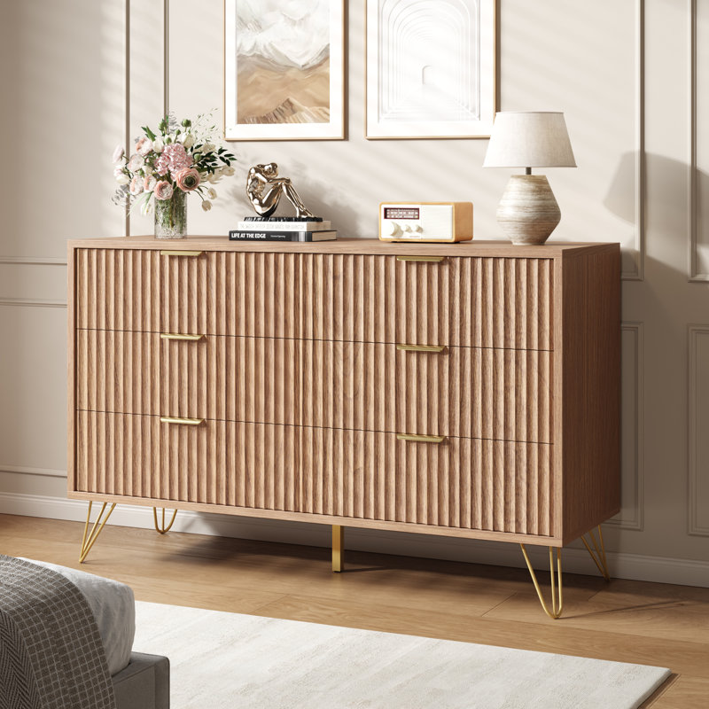 Commode 6 tiroirs Collena, Brun