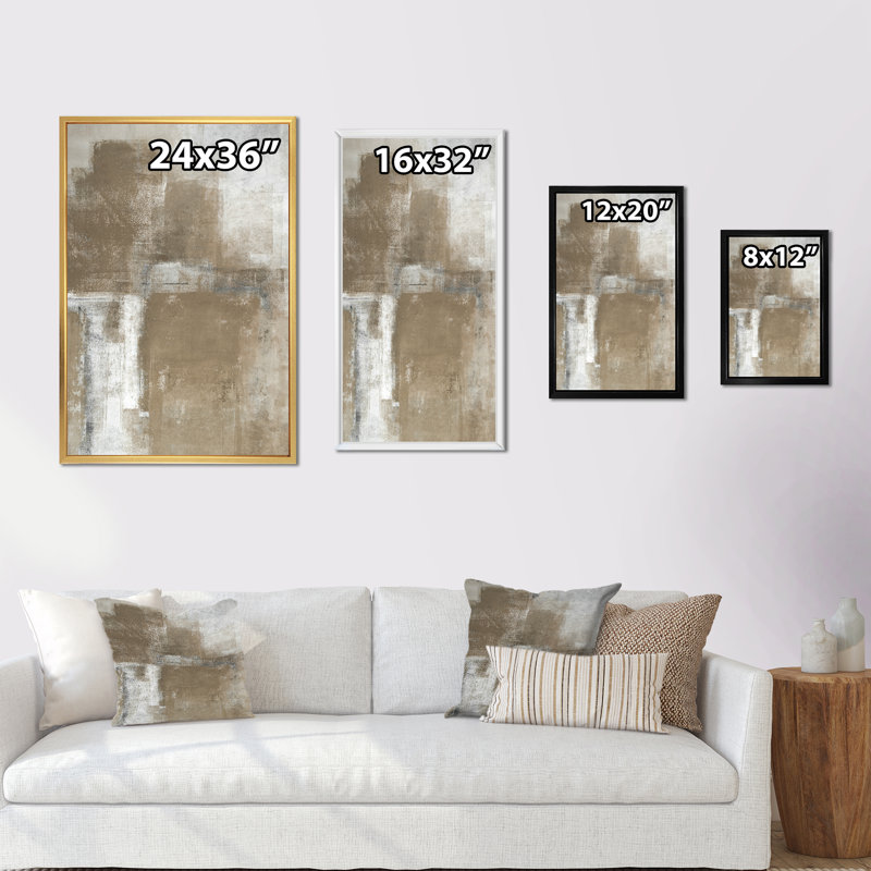 «Brown Meets Gre Y», art mural moderne et contemporain sur toile, H 20 po x l 12 po x P 1 po, Cadre flottant brun
