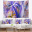 Tapisserie abstrait mauve à courbes fractales jaunes-28497842