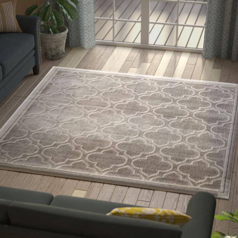 Ammundsen Abstract Gray/Light Gray Area Rug, Rectangle 8' x 10'