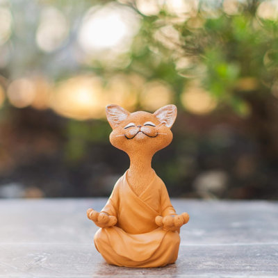 Décoration de méditation fantaisiste de chat orange Jfsm Inc. - Collection de chat heureux
