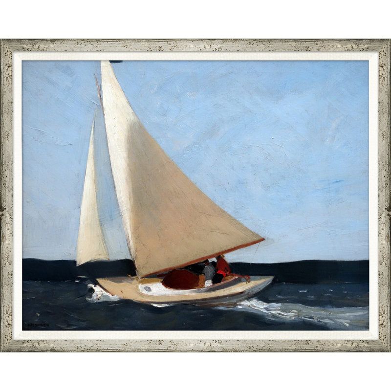 «Sailing on Ocean Waves» - Peinture sur papier encadrée