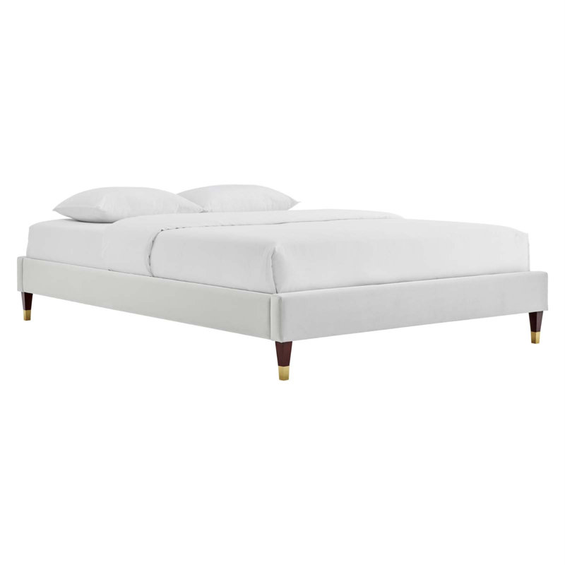 Structure de lit Harlow Performance, Double, Velours gris pâle