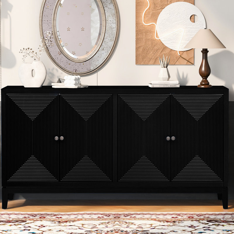Buffet With Construction And Spacious Shelving Storage Interior
