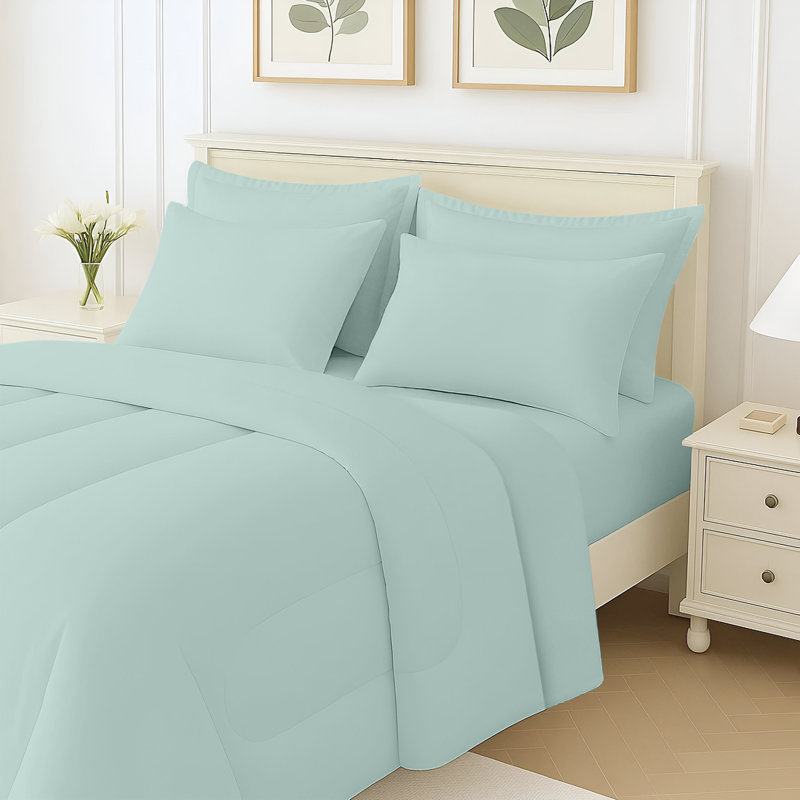 Ensemble d'édredon en microfibre 7 pièces Beddora, Édredon de très grande taille et 6 pièces suppl, Gris havre