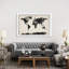 Map Of The World Paint Splashes Black by Michael Tompsett - Floater Frame Print on Canvas-607861493-607861488