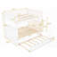 Lit superposé double avec lit gigogne simple, bois de pin avec support solide, gris brossé