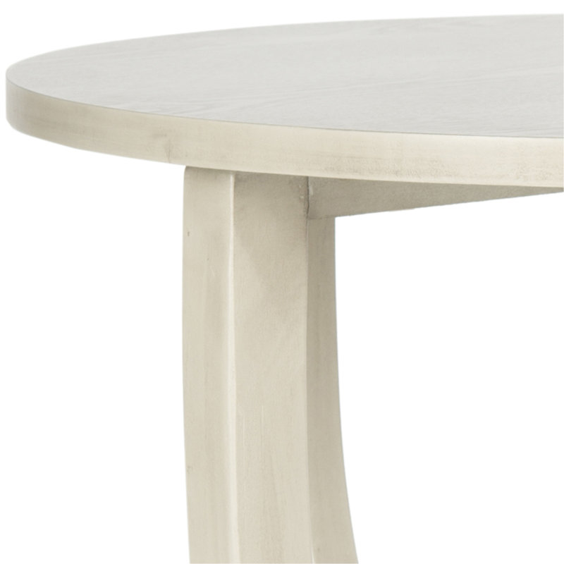 Table de bout en bois massif avec rangement Applonia, Blanc antique