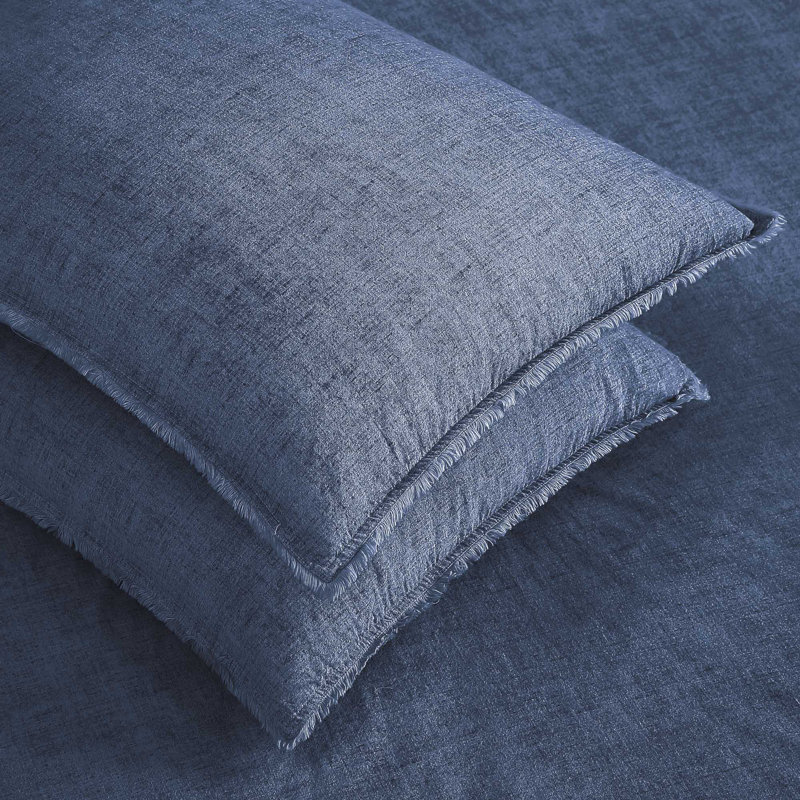 Emington Reversible Comforter Set, Denim Blue, King Comforter + 2 King Shams