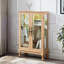 Élégante petite vitrine avec éclairage intégré, dossier et structure en miroir pour objets de collection.