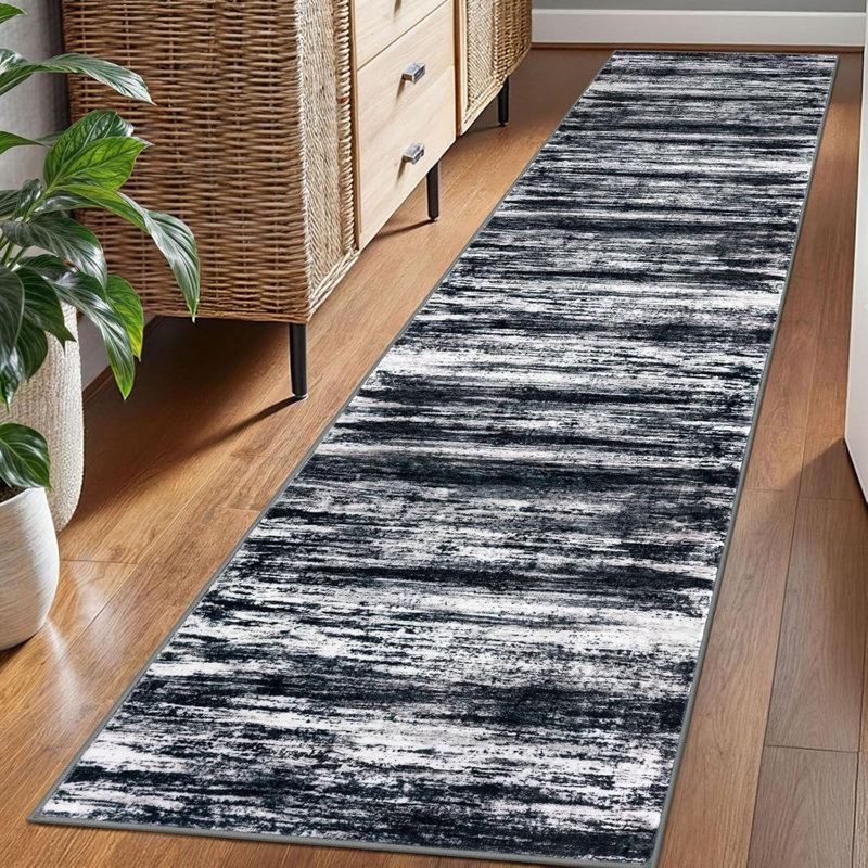 Modern Abstract Hallway Runner Rug,  Washable Rug Runner Non-Slip Soft Striped Kitchen Runner Rugs,   Carpet Runner For Entryway Bathroom Laundry Room Foyer