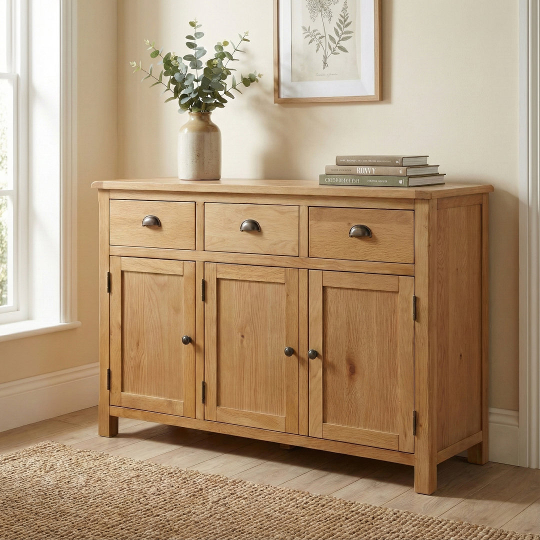 Aceves 120 Cm Wide 3 Drawer Solid Wood Sideboard