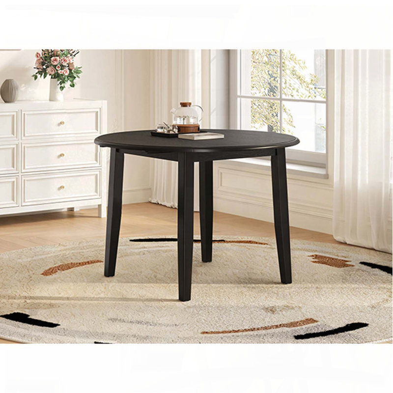 Table de salle à manger extensible ronde pliante pour petits espaces (42,36 po, noir, 2 à 4 places), Noir