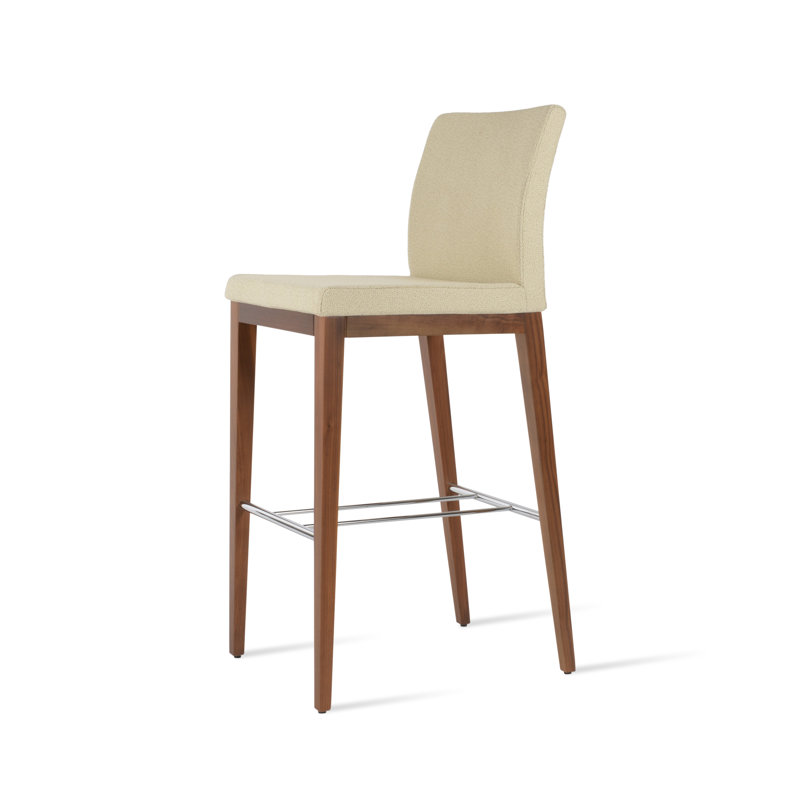 Tabouret de bar Aria, Noyer, Beige Boucle