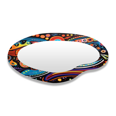 Indigenous Composition Great Mystery - Abstract Metal Art Decor - Traditional Irregular Wall Mirror