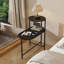 Table basse ronde avec rangement à 2 niveaux, design noir moderne pour le salon, robuste et élégante-1095653088