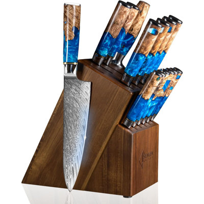 CG INTERNATIONAL TRADING 15 Piece High Carbon Stainless Steel Knife Block Set