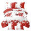 Ensemble de housse de couette 5 pièces à motif floral rouge pour lit queen, avec taies d'oreiller et housses de coussin décoratives-129451026