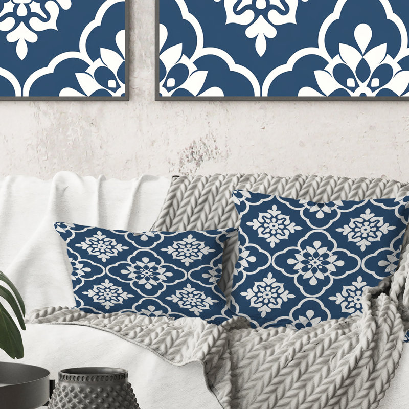 Coussin lombaire traditionnel bleu, bleu et blanc