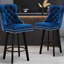 Chaises de bar pivotantes avec siège en velours et grands tabourets à boutons 2 pièces bleu marine recouvrant une base solide, paire