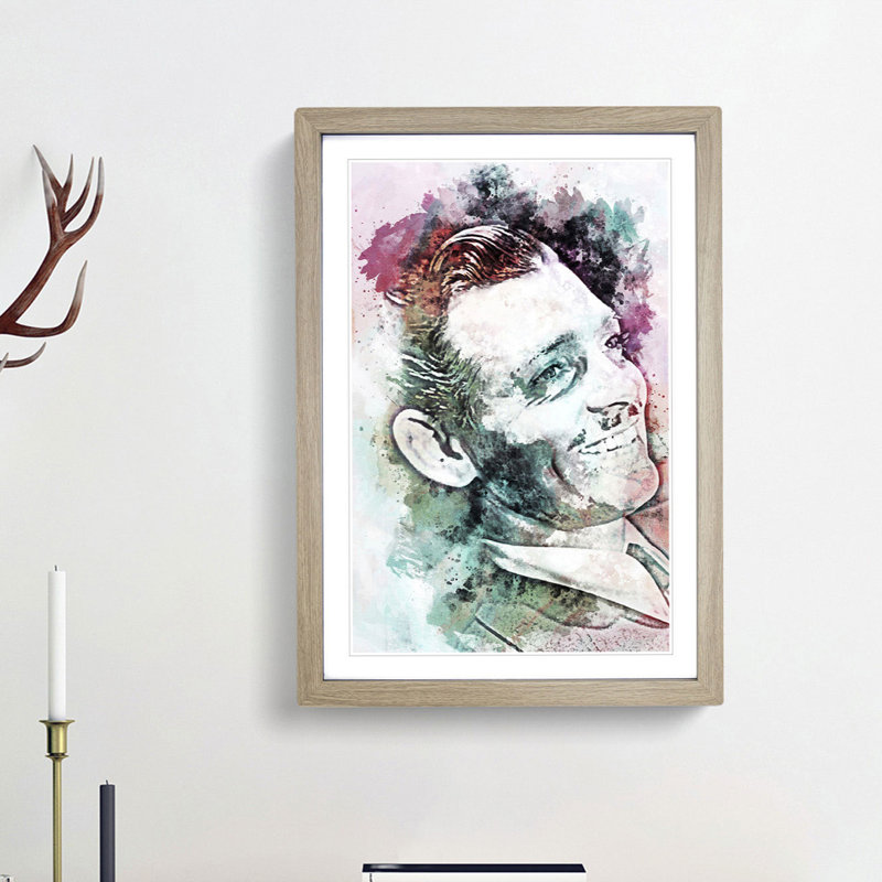 Clark Gable in Abstract - Picture Frame Painting Print, Oak Framed, 48cm H x 36cm W x 2cm D