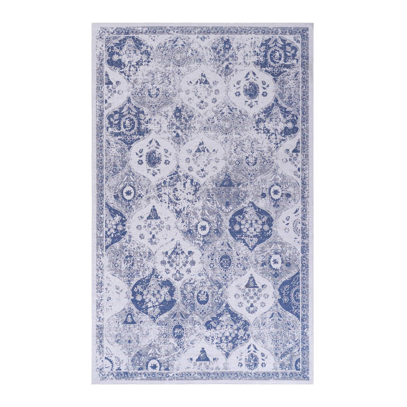 Blue Area Rug, Machine Washable Area Rugs, Low-Pile Non-Slip Non-Shedding Foldable Kid&Pet Friendly, Area Rugs For Living Room, Bedroom, Kitchen, Dining Room Rug - Perfect Gift, (Blue)