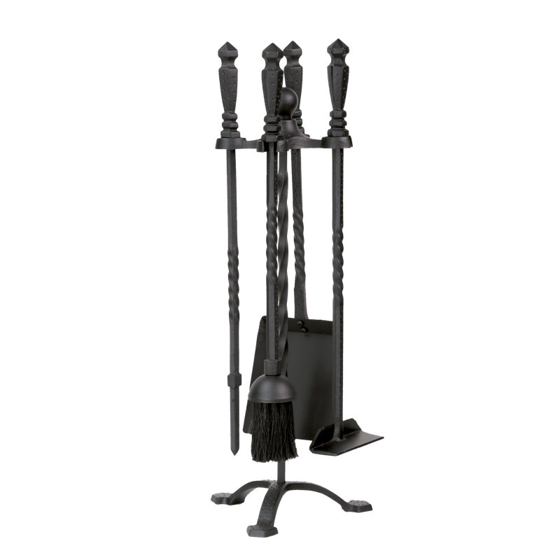 Ensemble d'outils de foyer en acier Linly, Noir