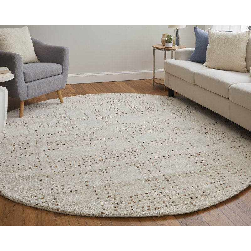 Truxel Modern Polka Dots, Tan/Brown Area Rug, Round 8'