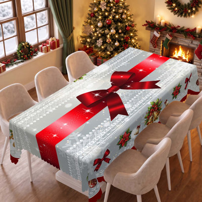 Luxury Christmas Floral Pattern Design Washable Polyester Tablecloth