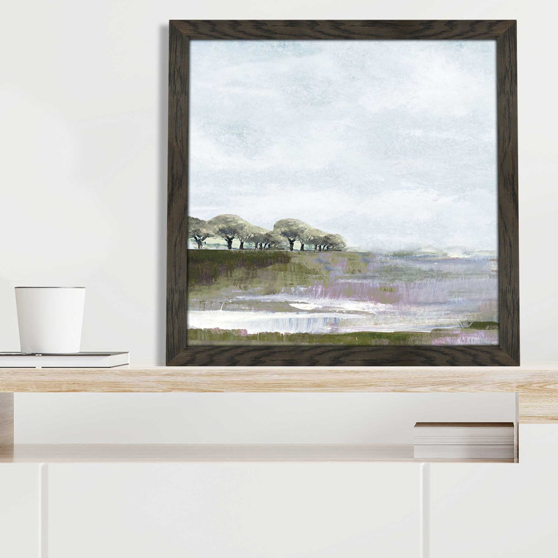 Rusty Sky I - Peinture, L 25,5 po x H 25,5 po, Cadre noir