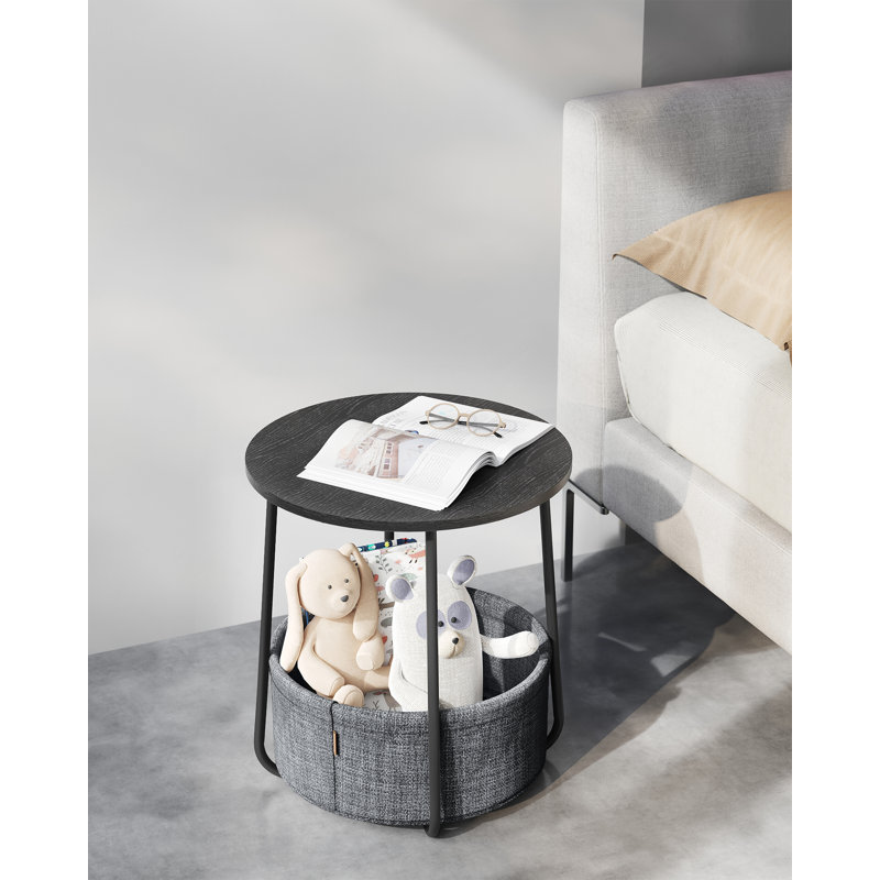 Lauranne Side Table with Storage, Ebony Black/Slate Grey