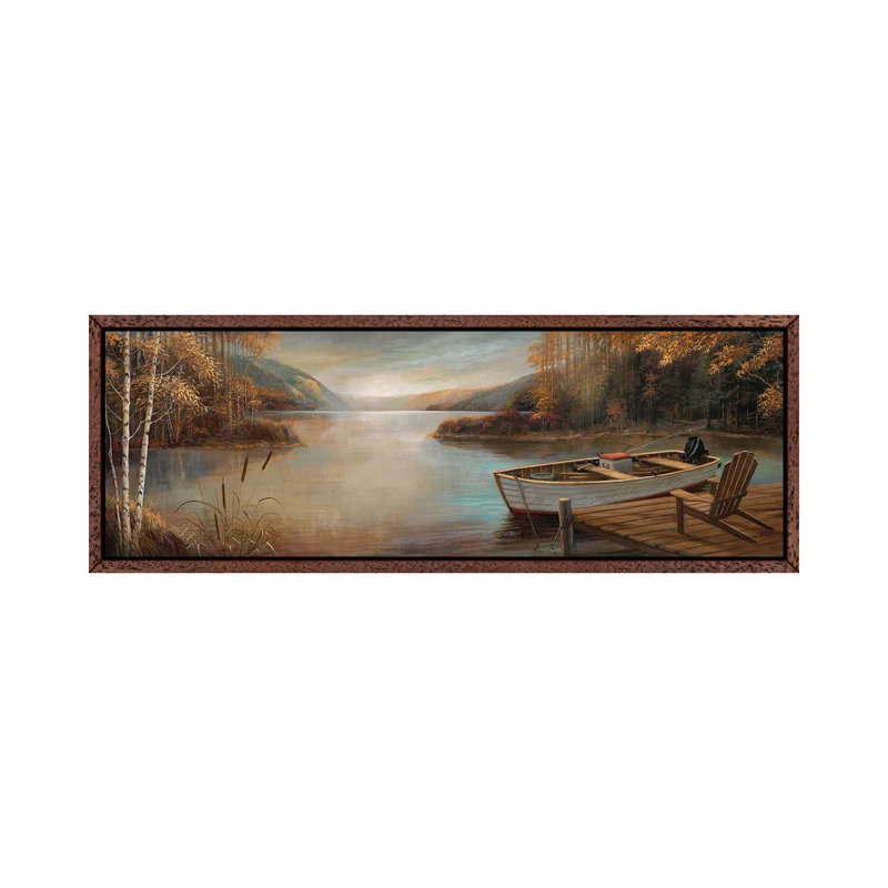 Peaceful Serenity by Ruane Manning - Floater Frame Panoramic Gallery-Wrapped Canvas Giclée on Canvas, Brown