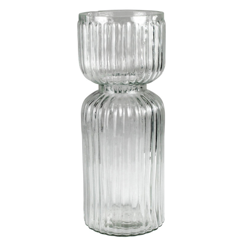 Vase à ampoule nervurée, verre - petit, H 8 po x l 3 po x P 3 po
