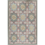 Hand-Knotted High-Quality Green and Rose Area Rug