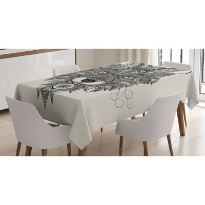 Ambesonne celtique nappe, sharp avec de style portrait celtique, housse de table rectangulaire pour salle de bain décoration, 52 po x 70 po, écru noir